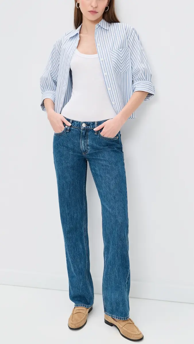 rag & bone Harlow Low-Rise Full Straight Jeans Park | Thumbnail 2