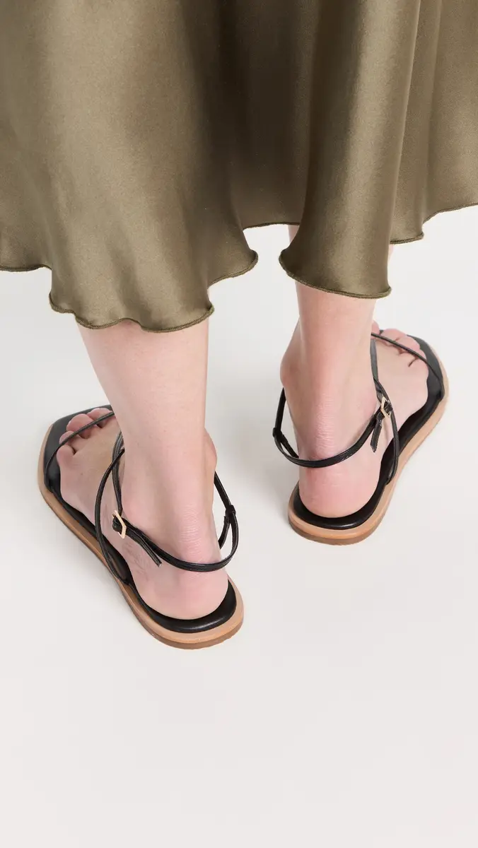 KAANAS Alayta Square Toe Naked Sandals Black | Thumbnail 5