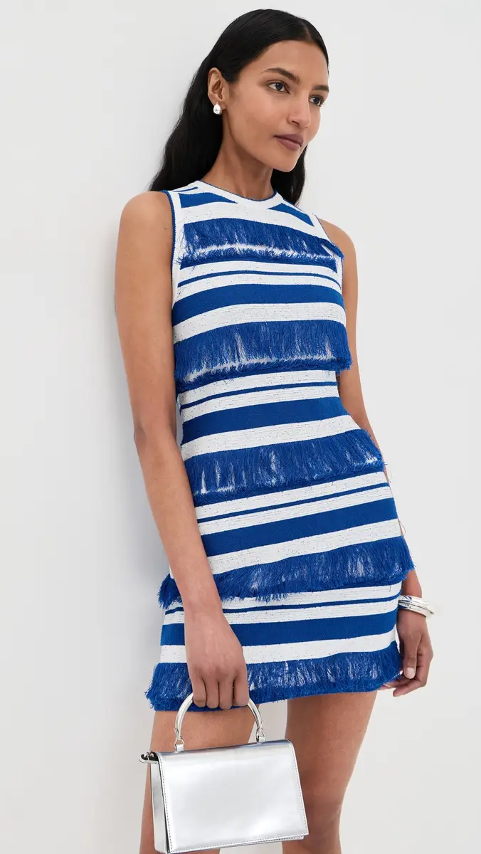 SIMKHAI Elly Knit Mini Dress Royal Blue Stripe | Thumbnail 2 SIMKHAI Elly Knit Mini Dress Royal Blue Stripe | Thumbnail 2