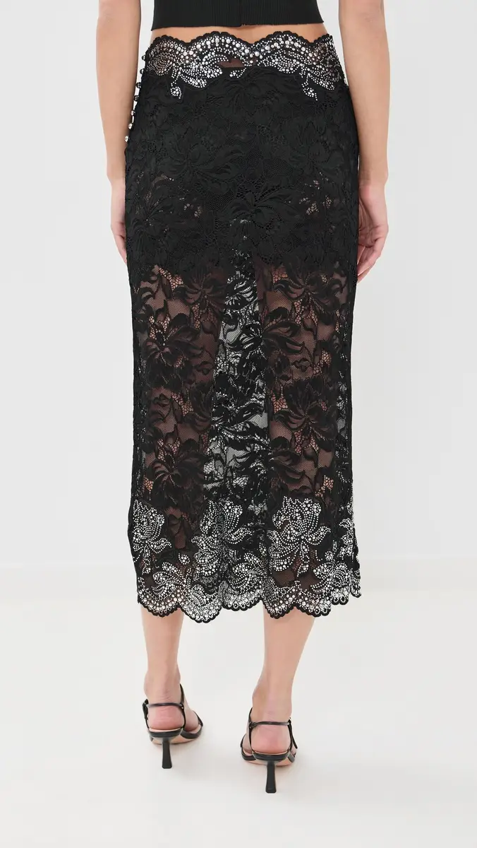 rabanne Embellished Lace Skirt Black | Thumbnail 4