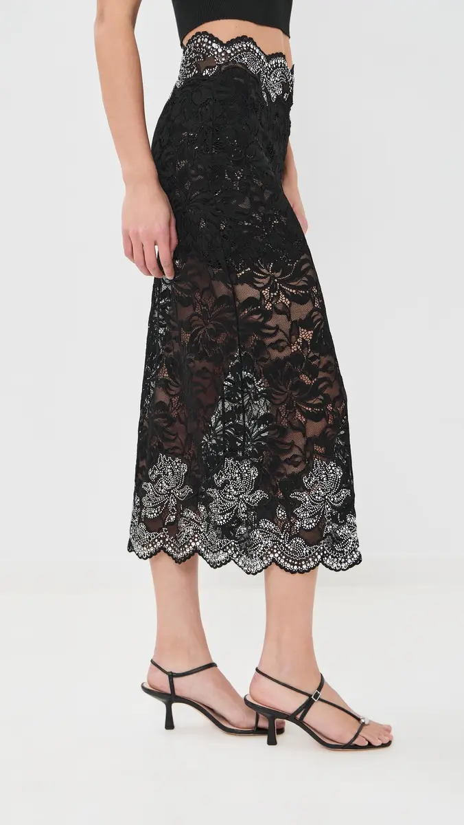 rabanne Embellished Lace Skirt Black | Thumbnail 5