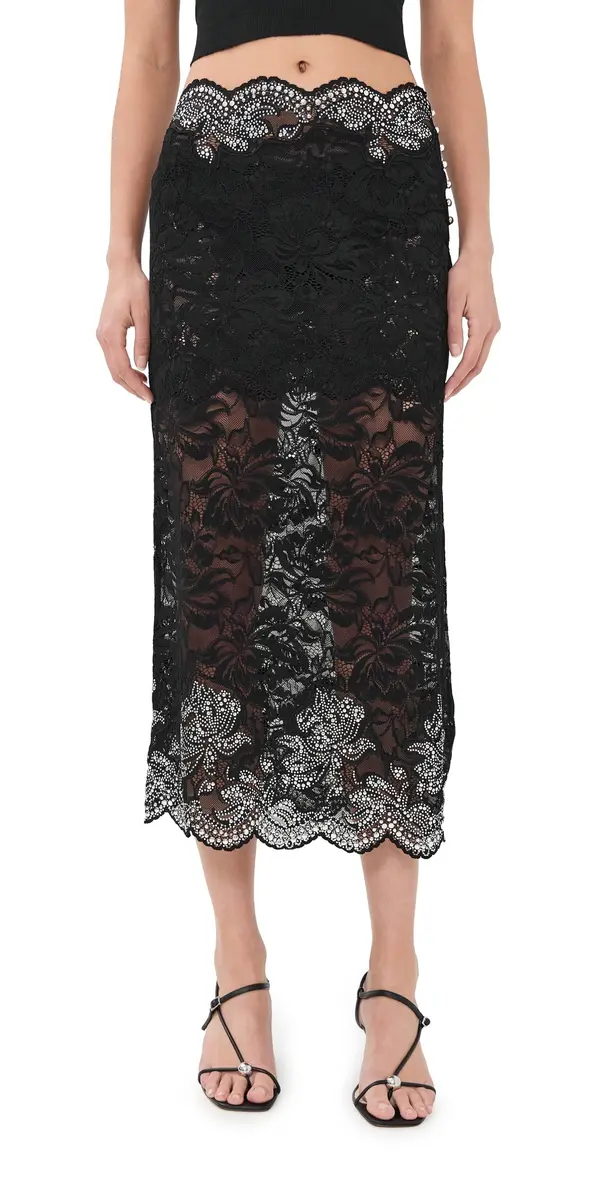 Embellished Lace Skirt Black Embellished Lace Skirt Black