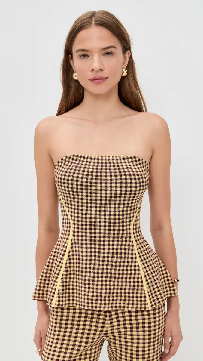 LE BOP Gingham Strapless Peplum Top | Thumbnail 2 LE BOP Gingham Strapless Peplum Top | Thumbnail 2