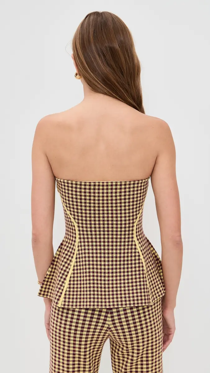 LE BOP Gingham Strapless Peplum Top | Thumbnail 3 LE BOP Gingham Strapless Peplum Top | Thumbnail 3