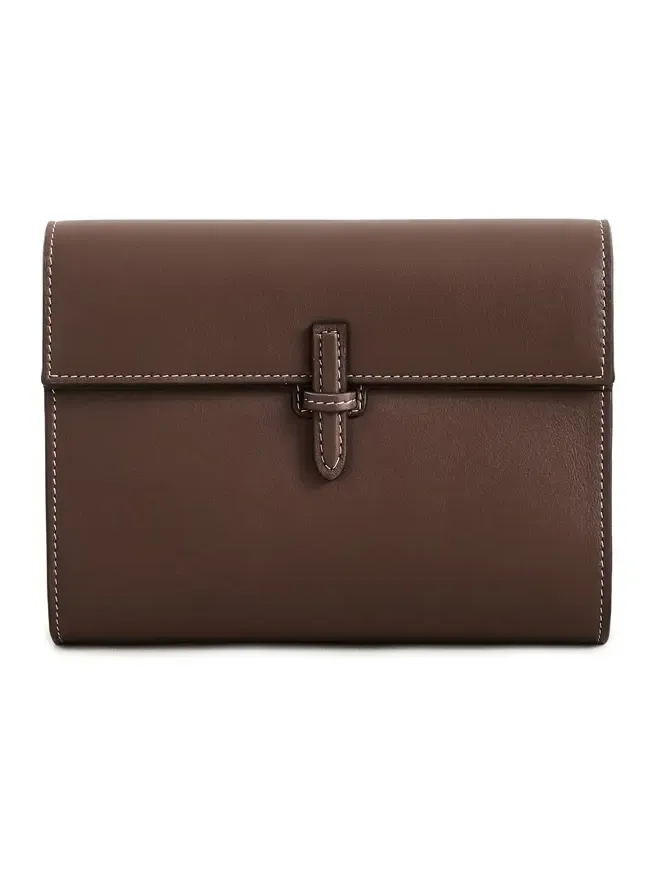 Small Soft Clutch in Nappa Dark Brown