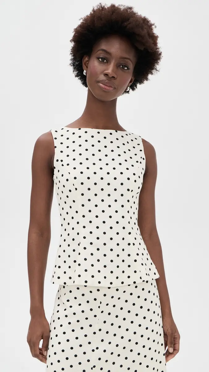 WAYF Arielle Boat Neck Top Polka Dot | Thumbnail 2