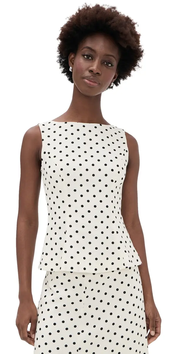 WAYF Arielle Boat Neck Top Polka Dot | Image 1 WAYF Arielle Boat Neck Top Polka Dot | Image 1