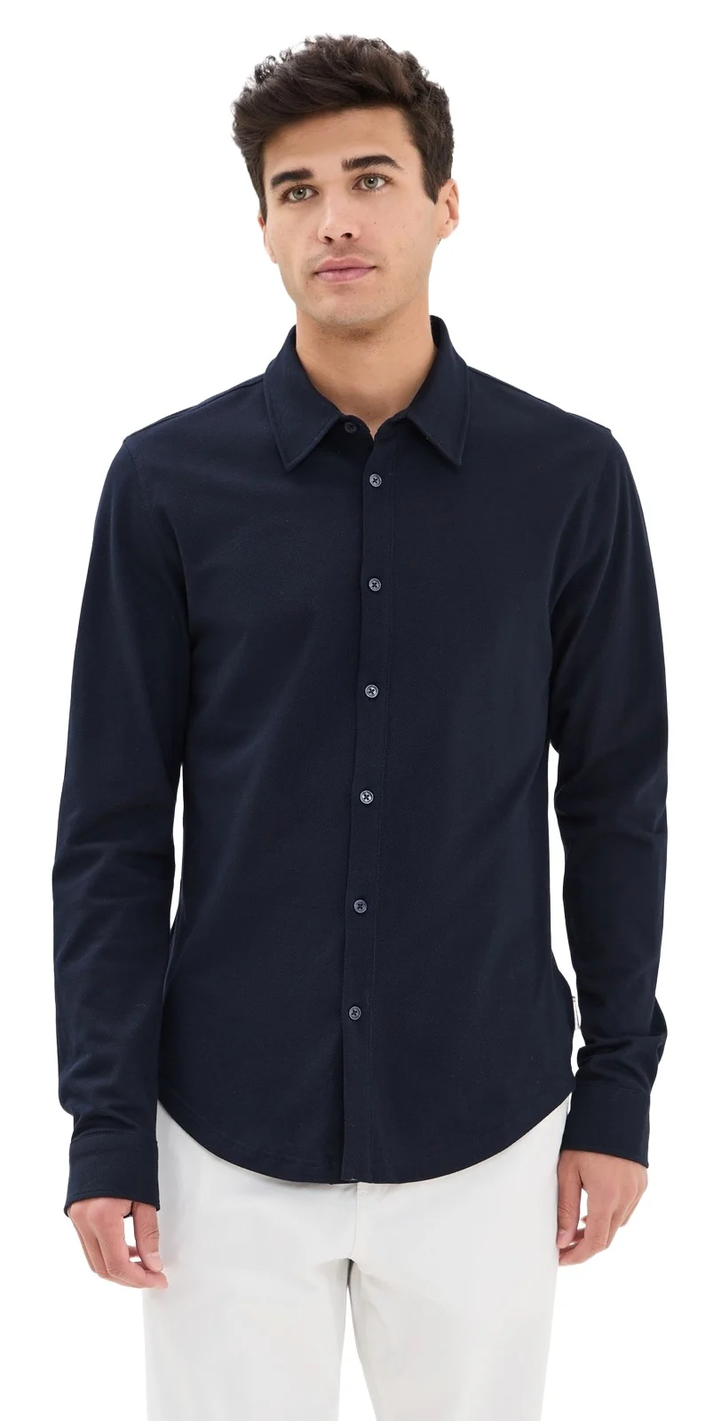 Giles Pique Knit Button Down