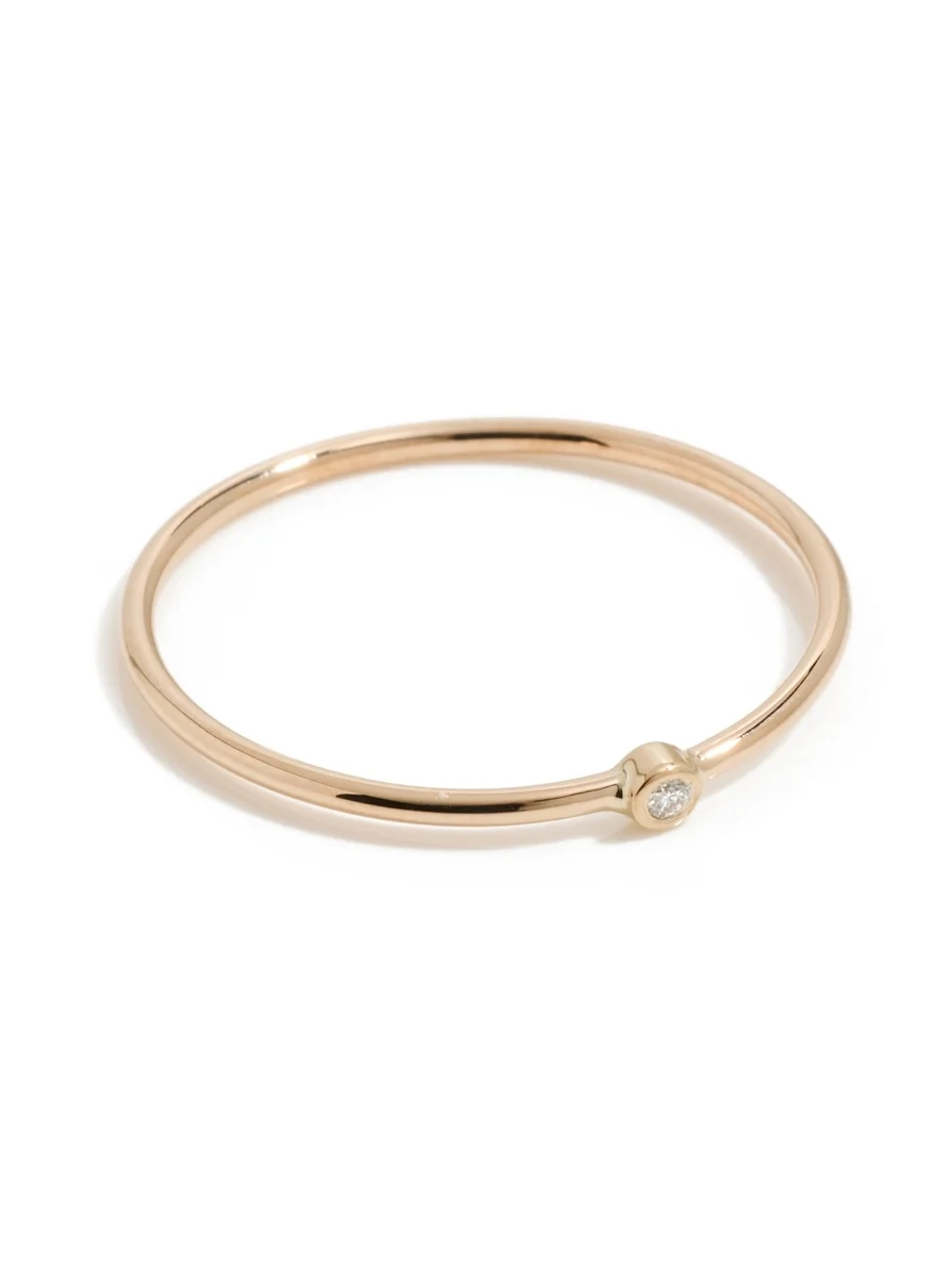 14k Diamond Bezel Thin Gold Band Ring 14k Diamond Bezel Thin Gold Band Ring