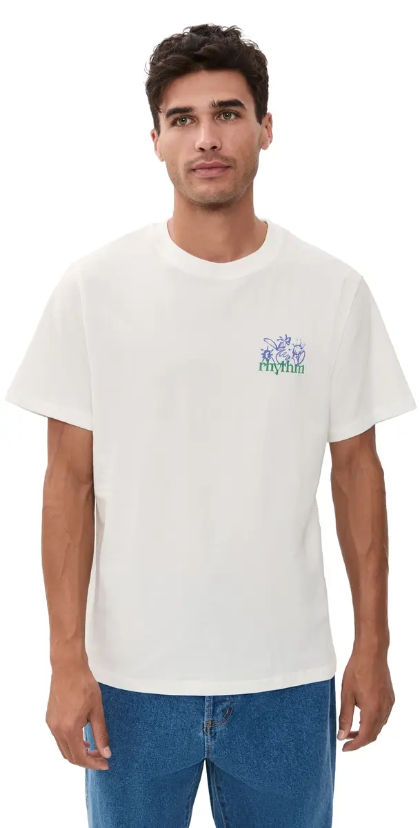 Rhythm Old Growth Livin Short Sleeve T-Shirt Vintage White | Image 1 Rhythm Old Growth Livin Short Sleeve T-Shirt Vintage White | Image 1