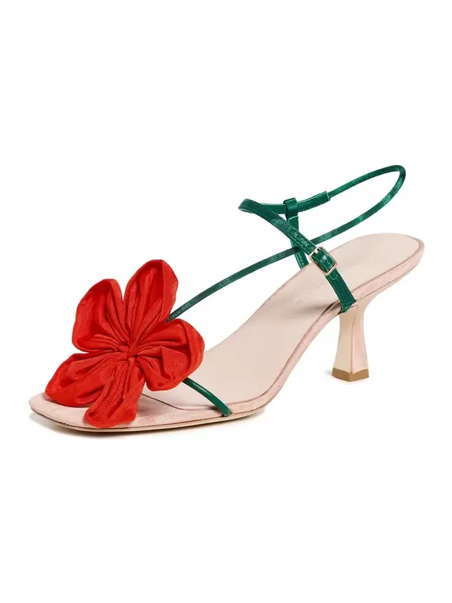 Loeffler Randall Frank Flower Applique Heeled Sandals
