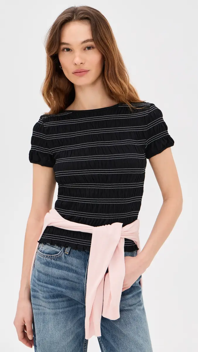 Madewell Smocked Short Sleeve Tee Jet Black | Thumbnail 2 Madewell Smocked Short Sleeve Tee Jet Black | Thumbnail 2