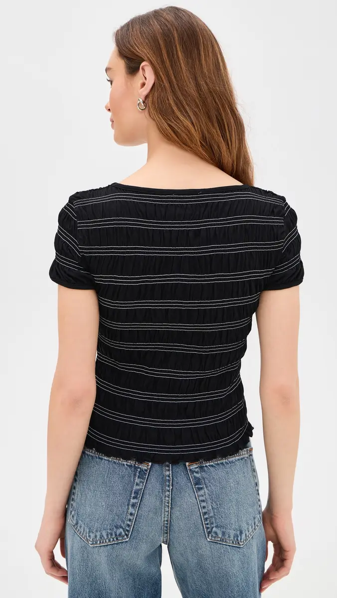 Madewell Smocked Short Sleeve Tee Jet Black | Thumbnail 3 Madewell Smocked Short Sleeve Tee Jet Black | Thumbnail 3