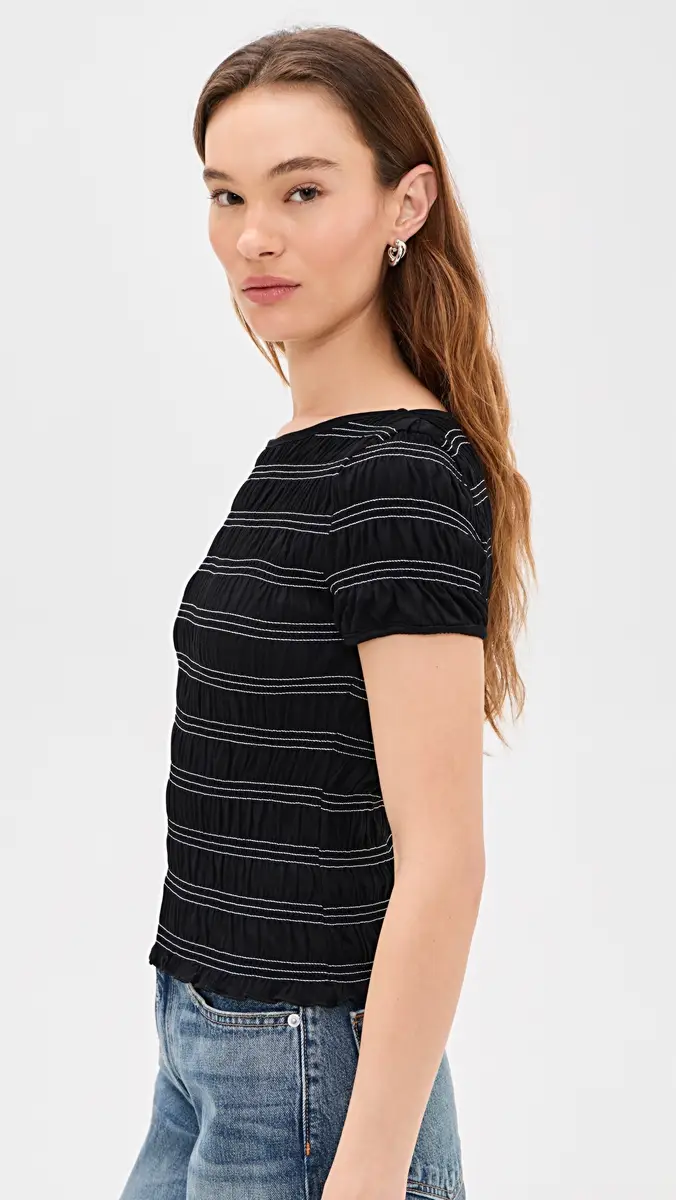 Madewell Smocked Short Sleeve Tee Jet Black | Thumbnail 4 Madewell Smocked Short Sleeve Tee Jet Black | Thumbnail 4