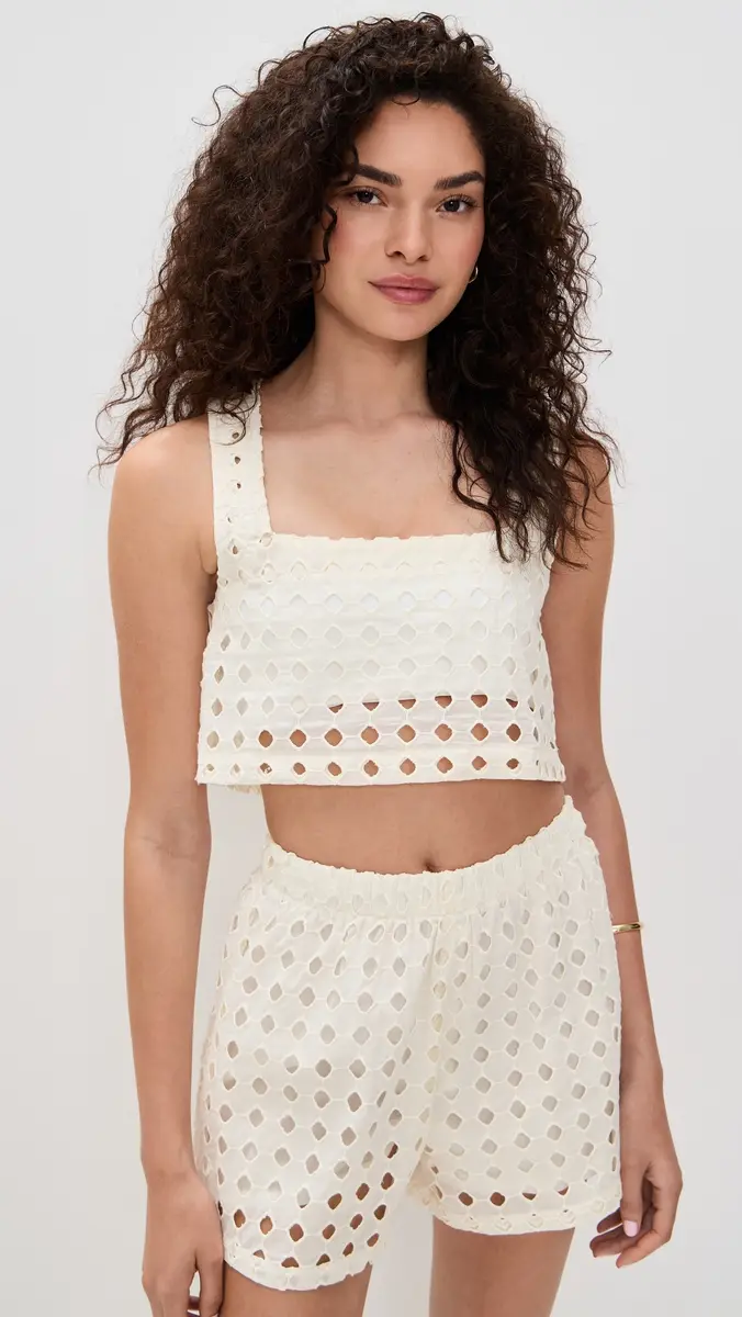 LE BOP Eyelet Desiree Cropped Tank | Thumbnail 2 LE BOP Eyelet Desiree Cropped Tank | Thumbnail 2