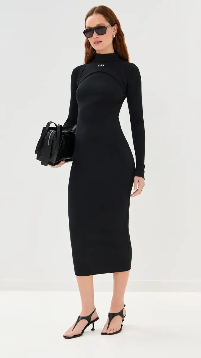 Off-White Off Stamp Rib Round Long Dress | Thumbnail 2 Off-White Off Stamp Rib Round Long Dress | Thumbnail 2