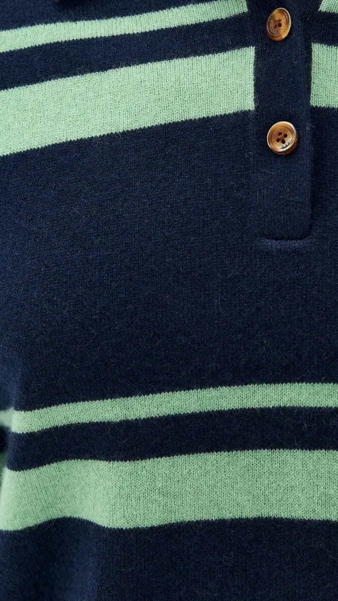 Renggli Cashmere Striped Polo Midnight/Jade | Thumbnail 6 Renggli Cashmere Striped Polo Midnight/Jade | Thumbnail 6