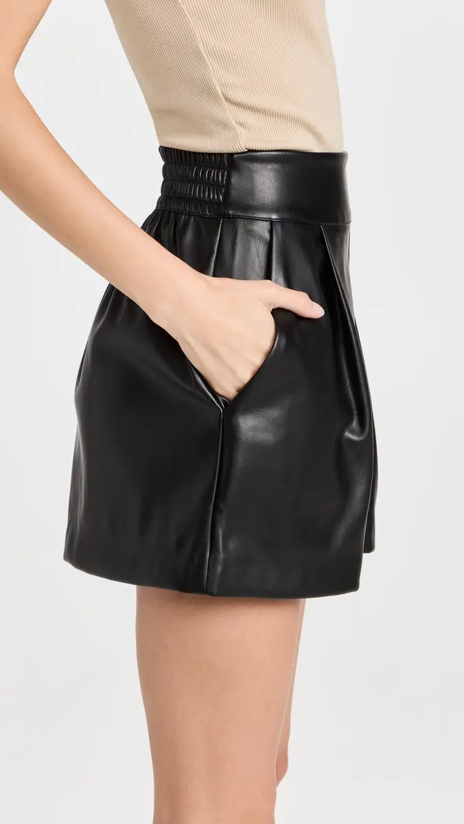 susana monaco Faux Leather Pleated Shorts | Thumbnail 4 susana monaco Faux Leather Pleated Shorts | Thumbnail 4