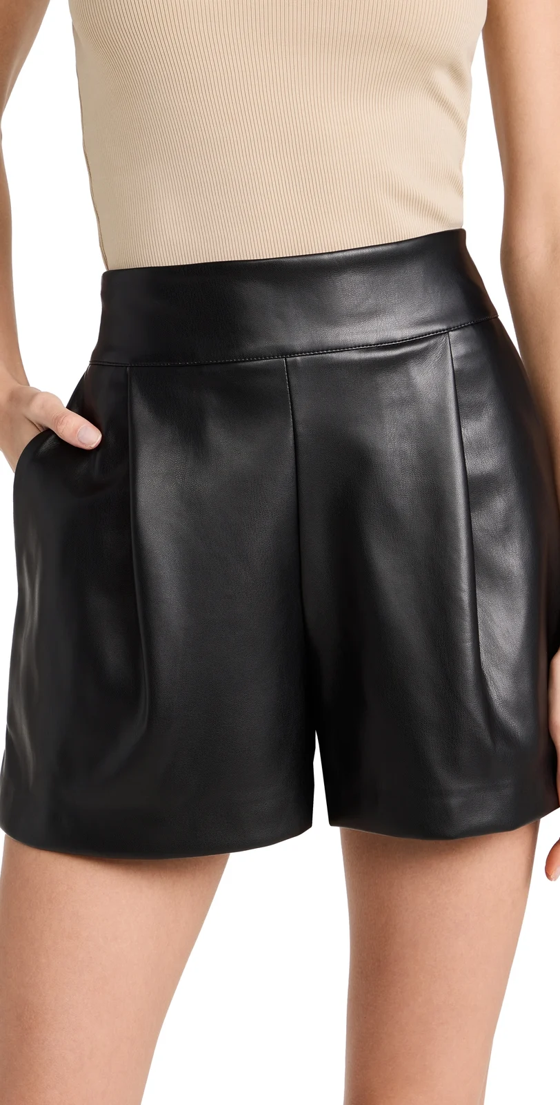 Faux Leather Pleated Shorts Faux Leather Pleated Shorts