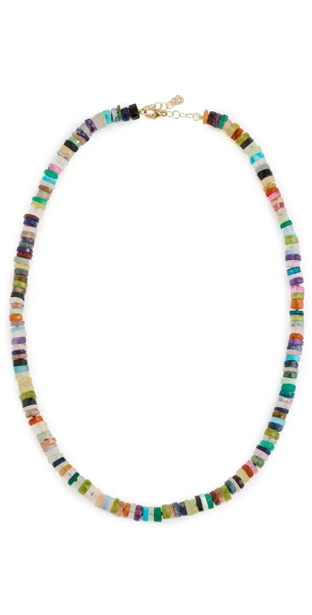 14k Rainbow Gemstone Necklace Multicolored One Size