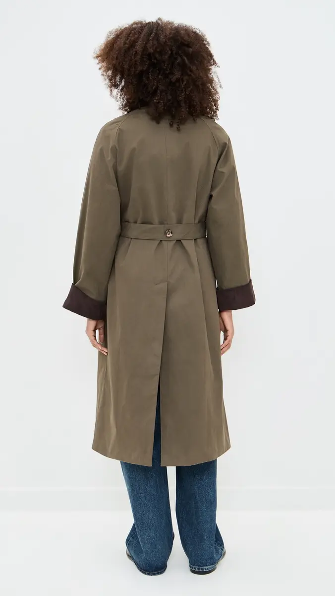 Moon River Corduroy Detail Trench Coat Olive | Thumbnail 3