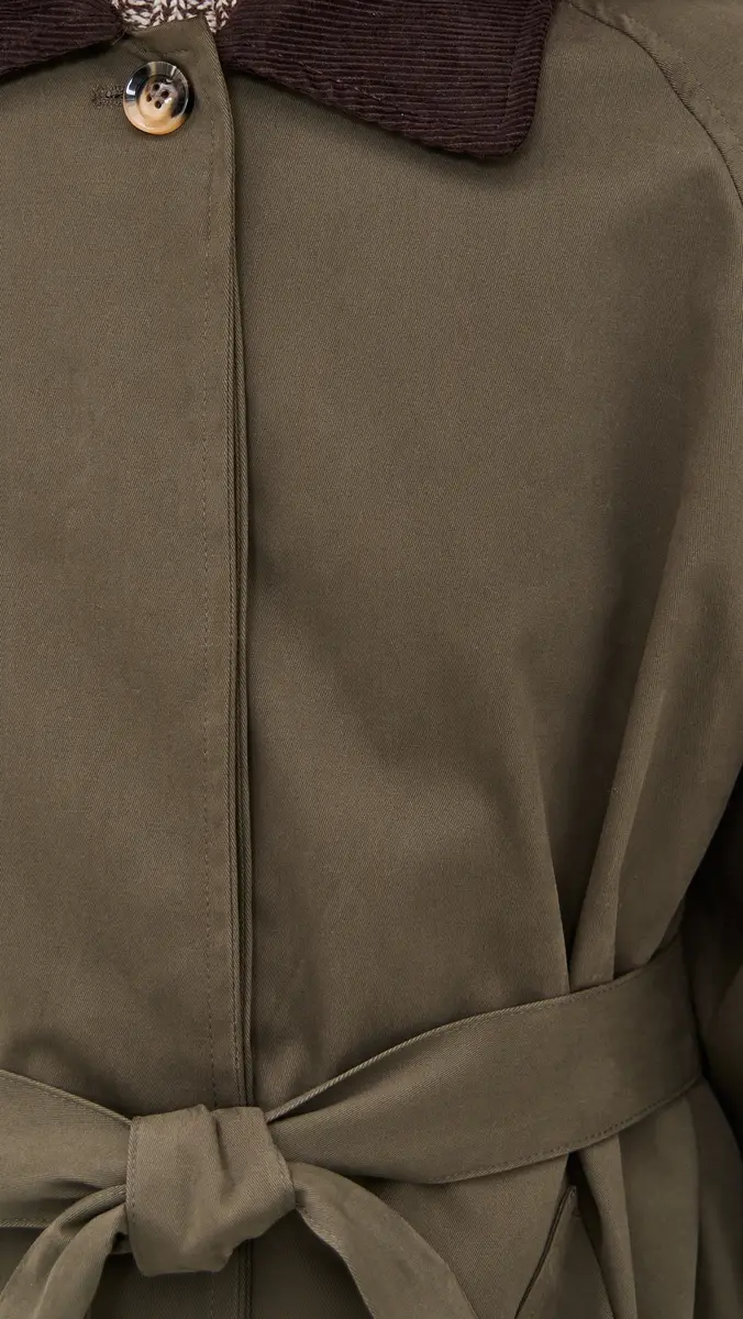 Moon River Corduroy Detail Trench Coat Olive | Thumbnail 6