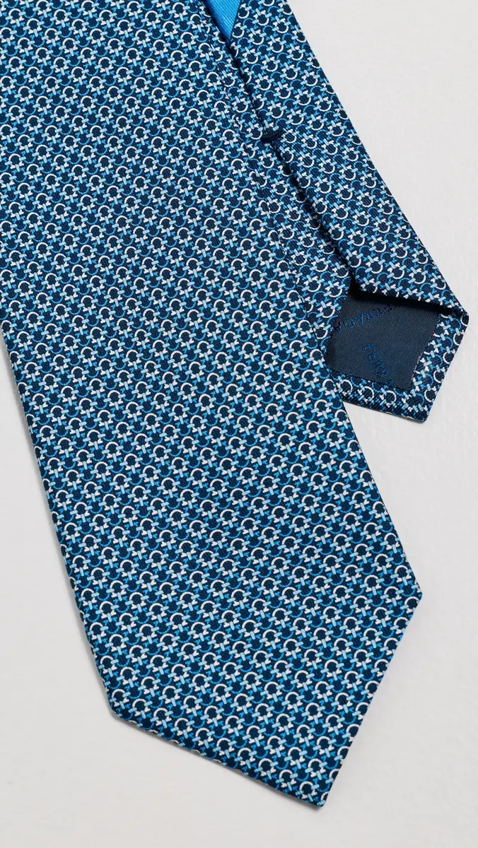 FERRAGAMO Silk Link Tie Navy One Size | Thumbnail 5