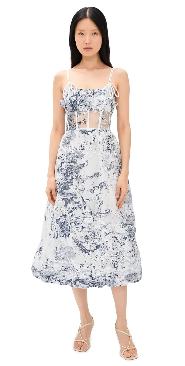 En Saison Cyrus Midi Dress White Navy M | Image 1 En Saison Cyrus Midi Dress White Navy M | Image 1