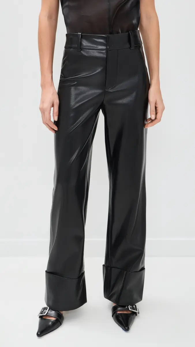 ALICE + OLIVIA Alexander High Rise Vegan Leather Pants Black | Thumbnail 2 ALICE + OLIVIA Alexander High Rise Vegan Leather Pants Black | Thumbnail 2