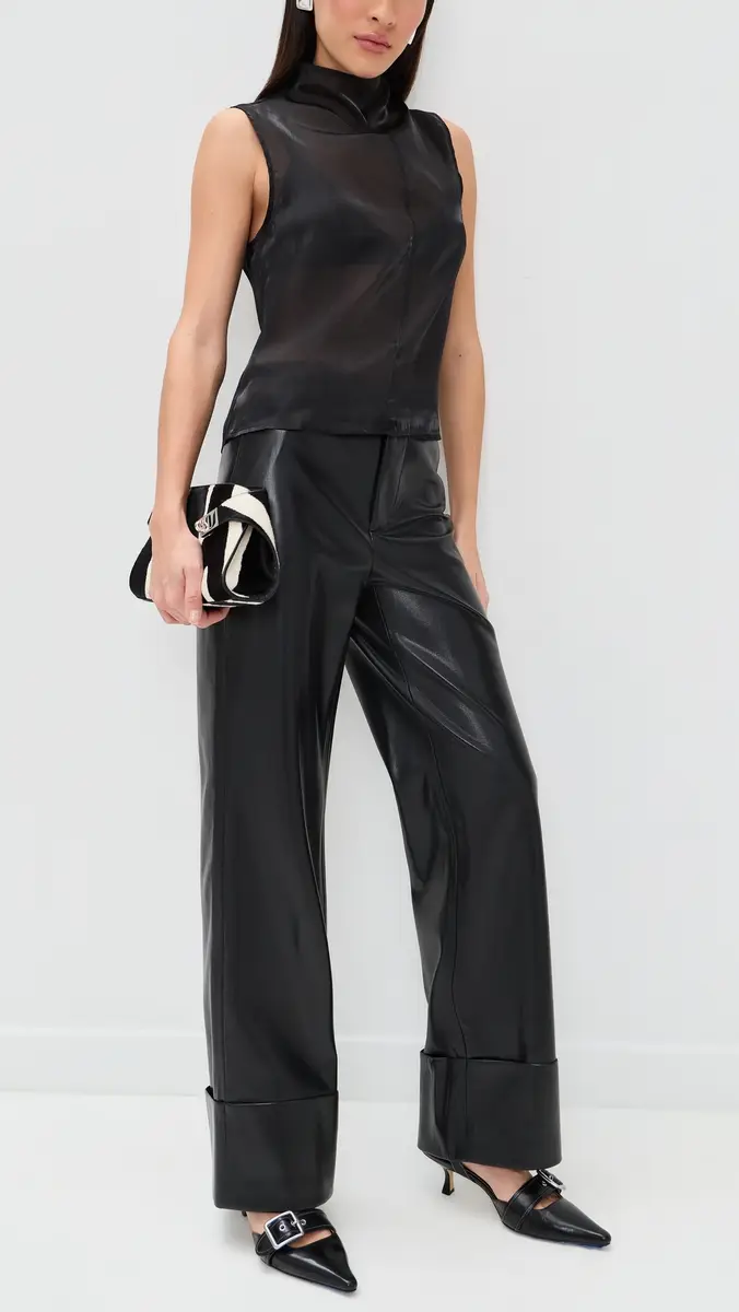ALICE + OLIVIA Alexander High Rise Vegan Leather Pants Black | Thumbnail 5 ALICE + OLIVIA Alexander High Rise Vegan Leather Pants Black | Thumbnail 5