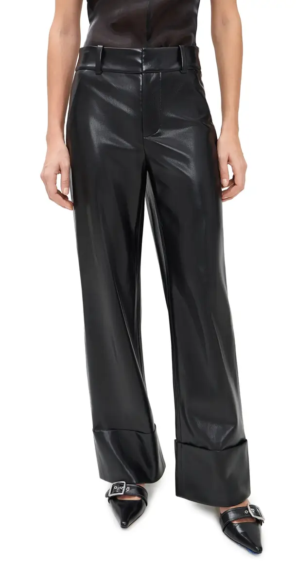 ALICE + OLIVIA Alexander High Rise Vegan Leather Pants Black | Image 1 ALICE + OLIVIA Alexander High Rise Vegan Leather Pants Black | Image 1