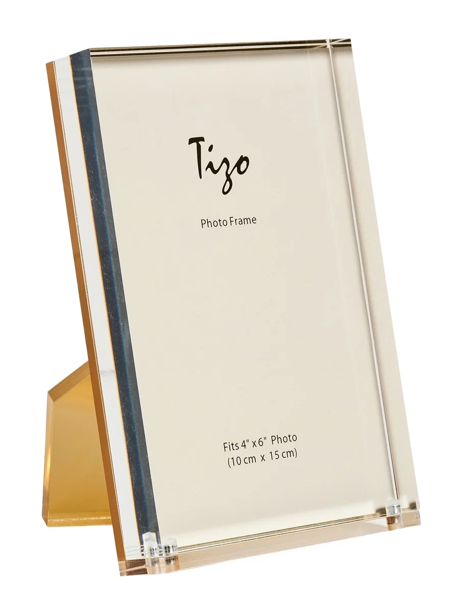 Tizo Design Lucite Frame w/Easel Gold Back 4x6