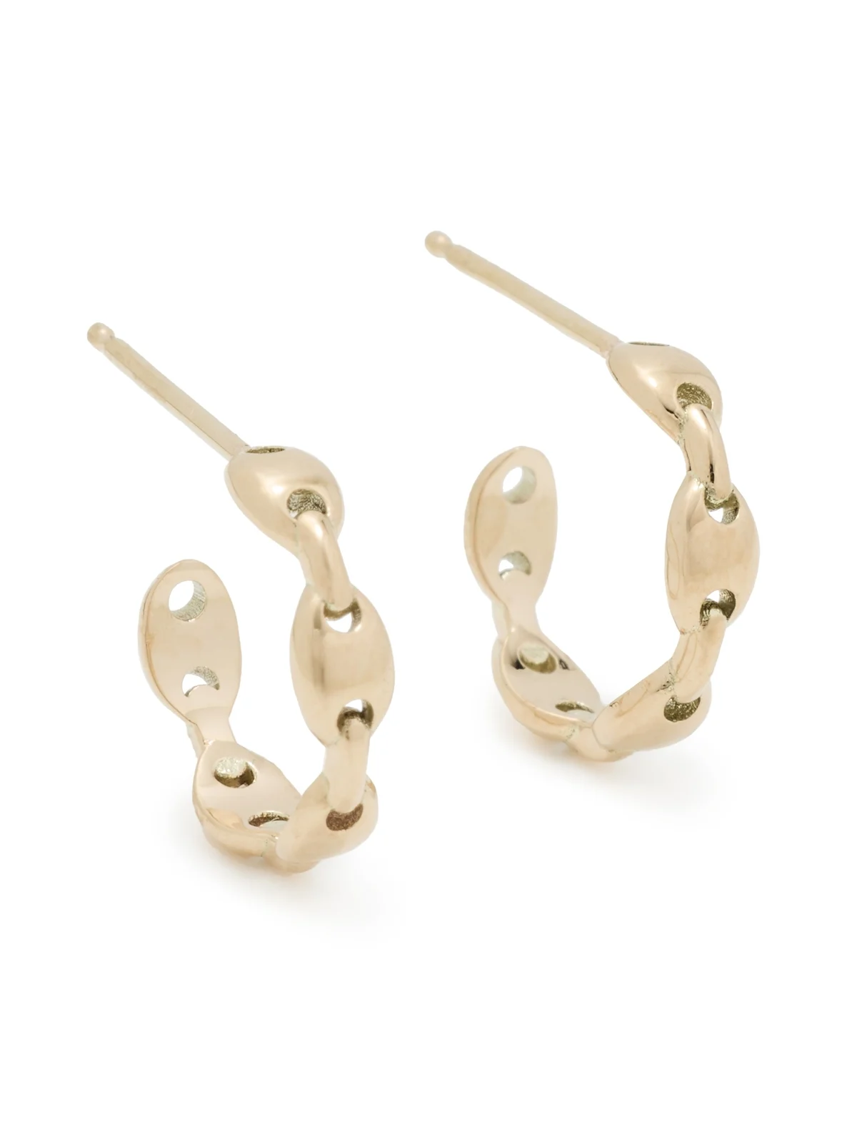 14k Gold Small Mariner Hard Link Huggie Hoop Earrings 14k Gold Small Mariner Hard Link Huggie Hoop Earrings