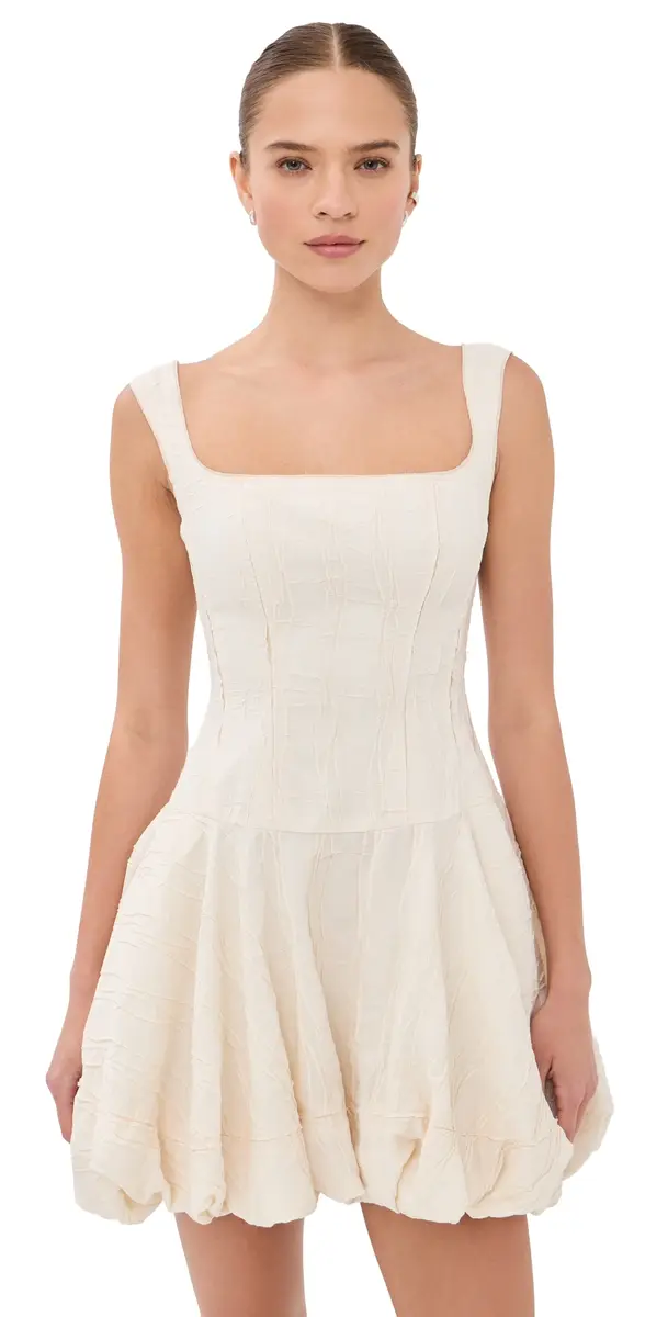 SIMKHAI Nattie Bubble Mini Dress White Multi | Image 1 SIMKHAI Nattie Bubble Mini Dress White Multi | Image 1