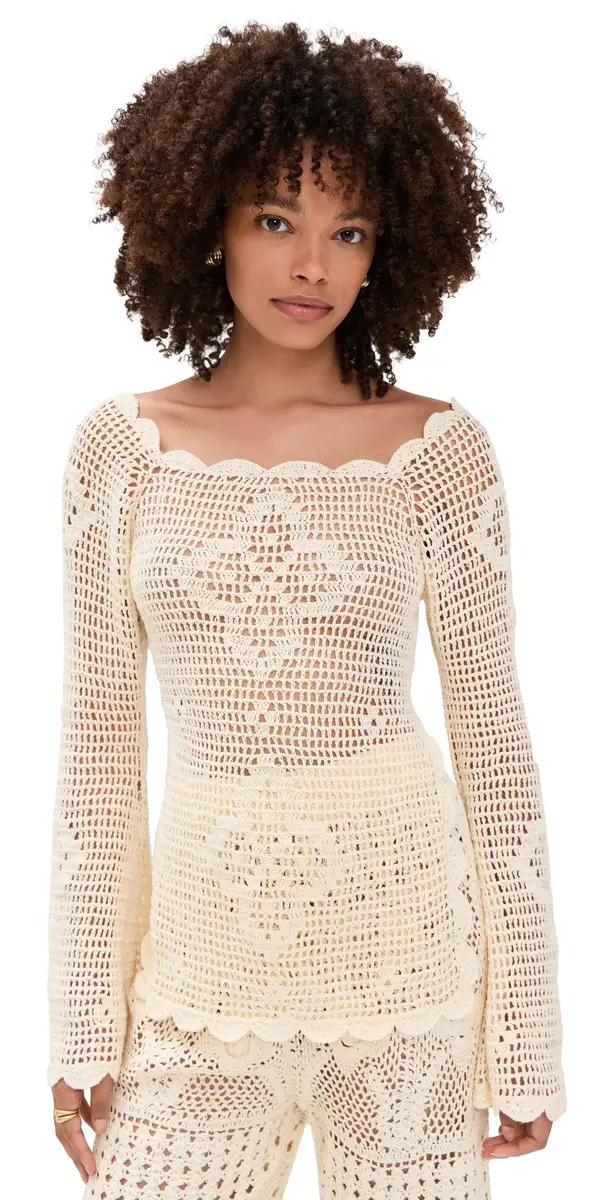 Agua Bendita Boh Handmade Crochet Top White | Image 1 Agua Bendita Boh Handmade Crochet Top White | Image 1