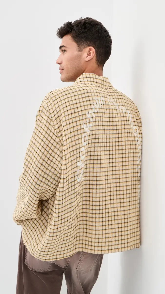 Stockholm Surfboard Club Club Overshirt Yellow Check | Thumbnail 2