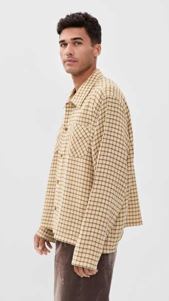 Stockholm Surfboard Club Club Overshirt Yellow Check | Thumbnail 4