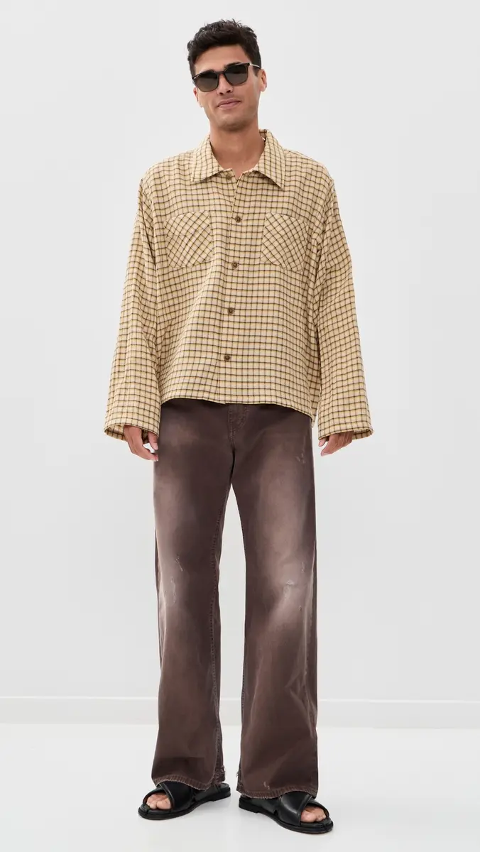 Stockholm Surfboard Club Club Overshirt Yellow Check | Thumbnail 5
