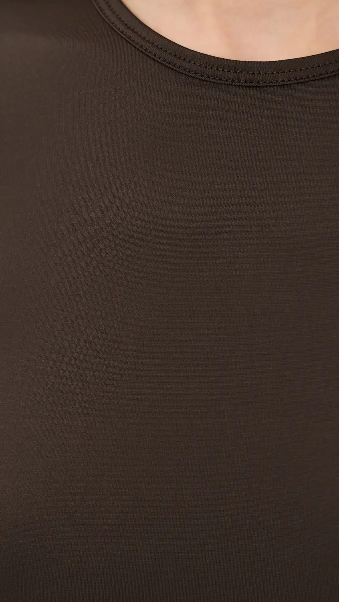 Tibi Stretch Lightweight Tech Knit Crewneck Pullover T-Shirt Hickory Brown | Thumbnail 6 Tibi Stretch Lightweight Tech Knit Crewneck Pullover T-Shirt Hickory Brown | Thumbnail 6