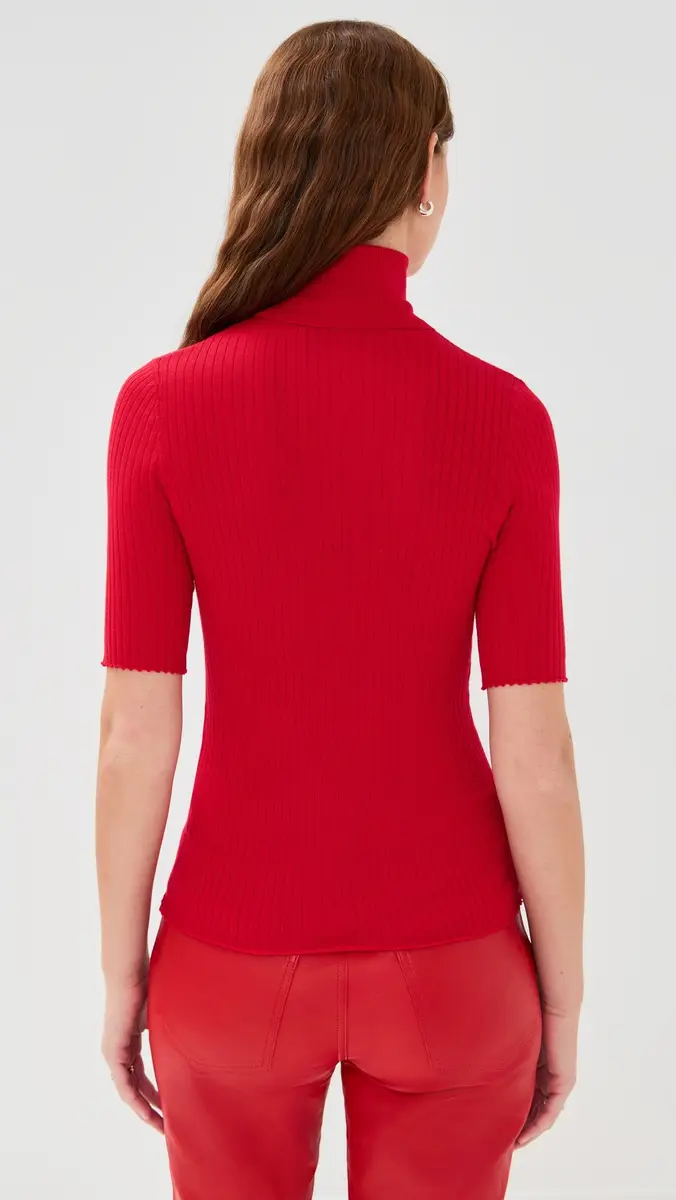 SPRWMN Short Sleeve Turtleneck Top Red | Thumbnail 3 SPRWMN Short Sleeve Turtleneck Top Red | Thumbnail 3