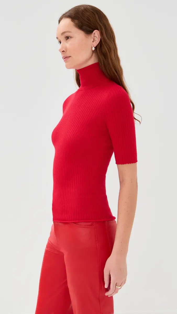 SPRWMN Short Sleeve Turtleneck Top Red | Thumbnail 4 SPRWMN Short Sleeve Turtleneck Top Red | Thumbnail 4