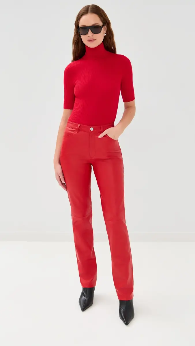 SPRWMN Short Sleeve Turtleneck Top Red | Thumbnail 5 SPRWMN Short Sleeve Turtleneck Top Red | Thumbnail 5