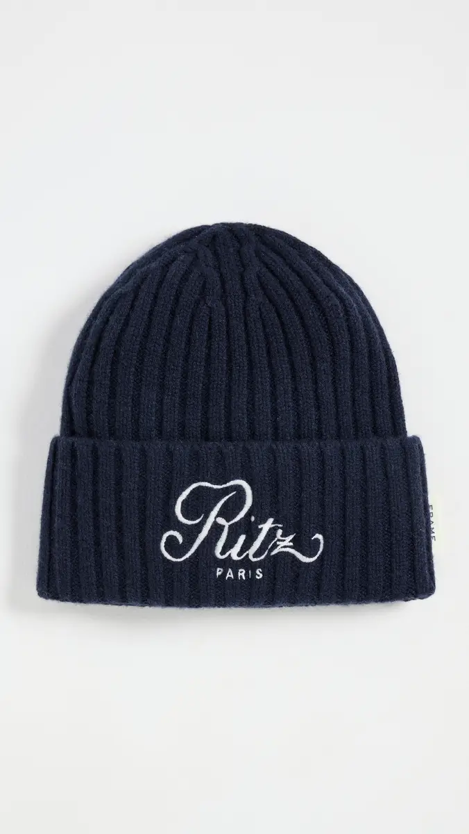 FRAME x Ritz Paris Cashmere Beanie Navy One Size | Thumbnail 2