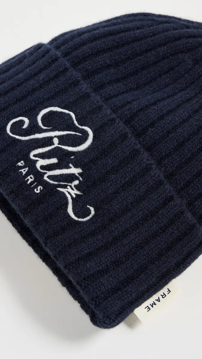 FRAME x Ritz Paris Cashmere Beanie Navy One Size | Thumbnail 4