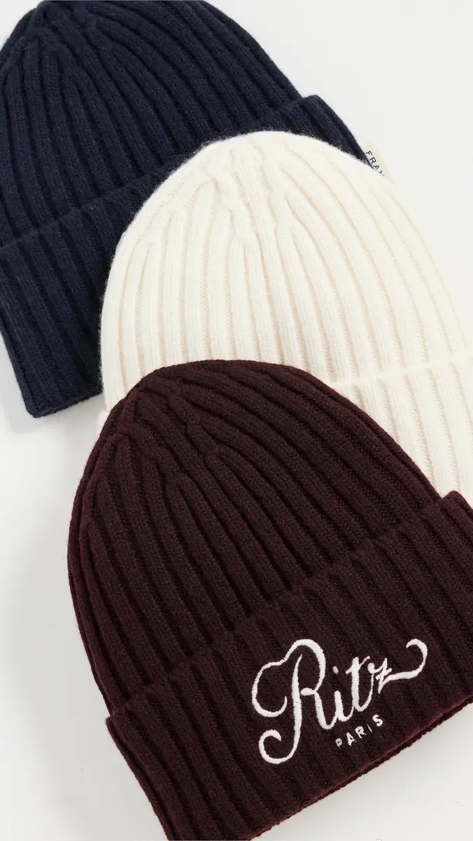 FRAME x Ritz Paris Cashmere Beanie Navy One Size | Thumbnail 5