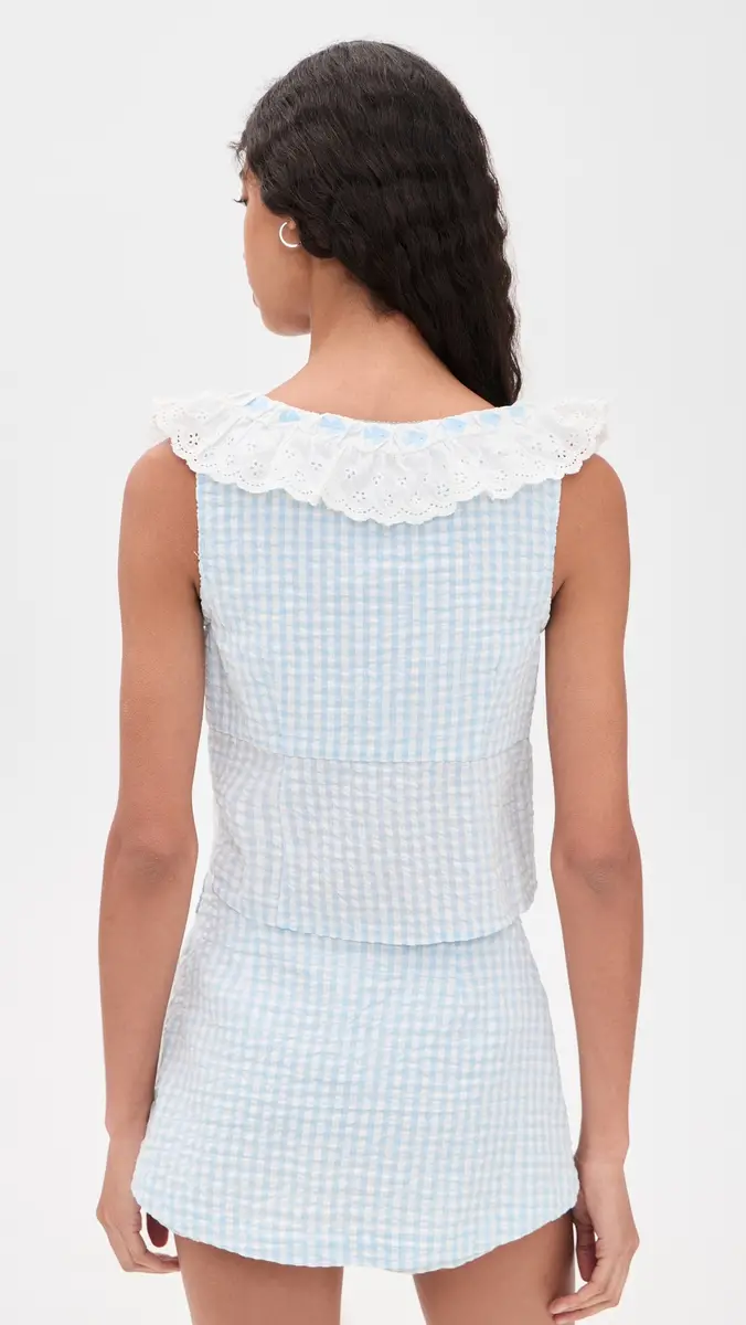For Love & Lemons Bradford Gingham Top Blue | Thumbnail 3 For Love & Lemons Bradford Gingham Top Blue | Thumbnail 3