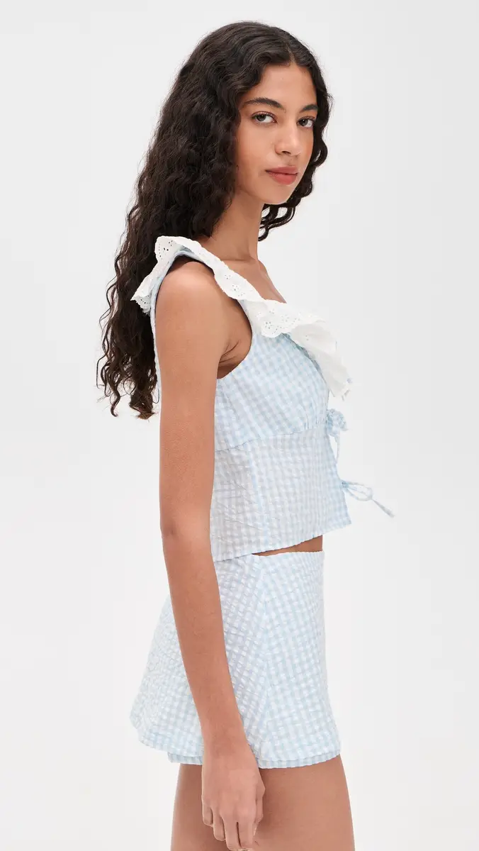 For Love & Lemons Bradford Gingham Top Blue | Thumbnail 4 For Love & Lemons Bradford Gingham Top Blue | Thumbnail 4