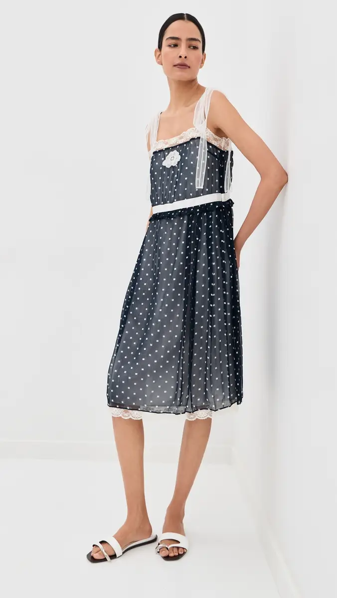 Marc Jacobs Ribbon Strap Chiffon Dress Navy Multi | Thumbnail 2 Marc Jacobs Ribbon Strap Chiffon Dress Navy Multi | Thumbnail 2
