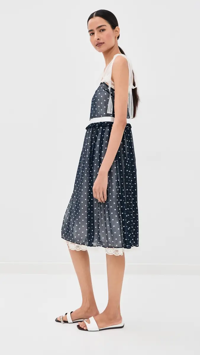 Marc Jacobs Ribbon Strap Chiffon Dress Navy Multi | Thumbnail 5 Marc Jacobs Ribbon Strap Chiffon Dress Navy Multi | Thumbnail 5