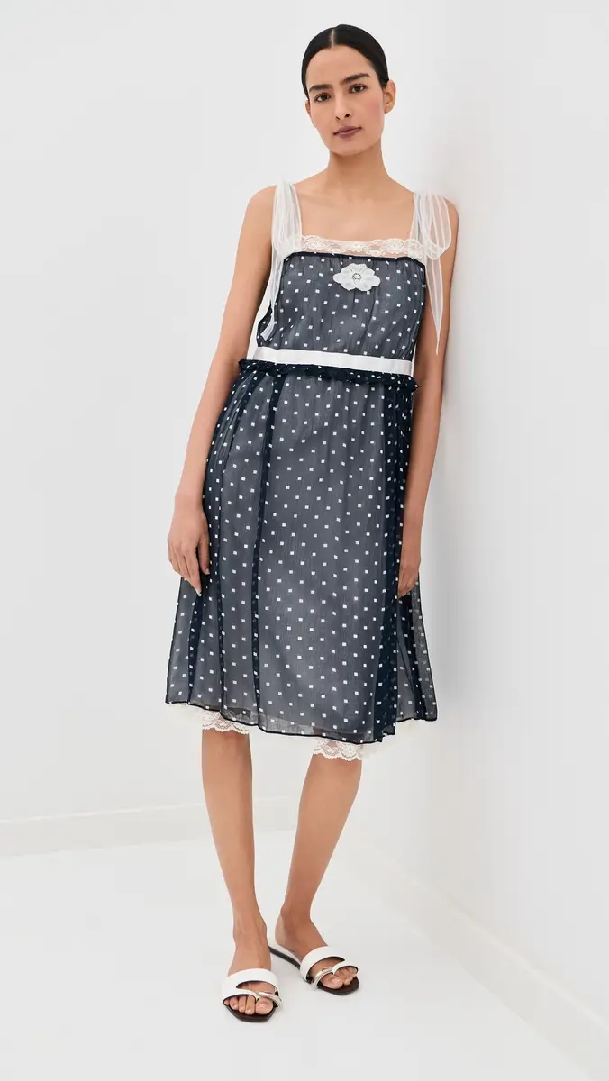 Marc Jacobs Ribbon Strap Chiffon Dress Navy Multi | Thumbnail 6 Marc Jacobs Ribbon Strap Chiffon Dress Navy Multi | Thumbnail 6